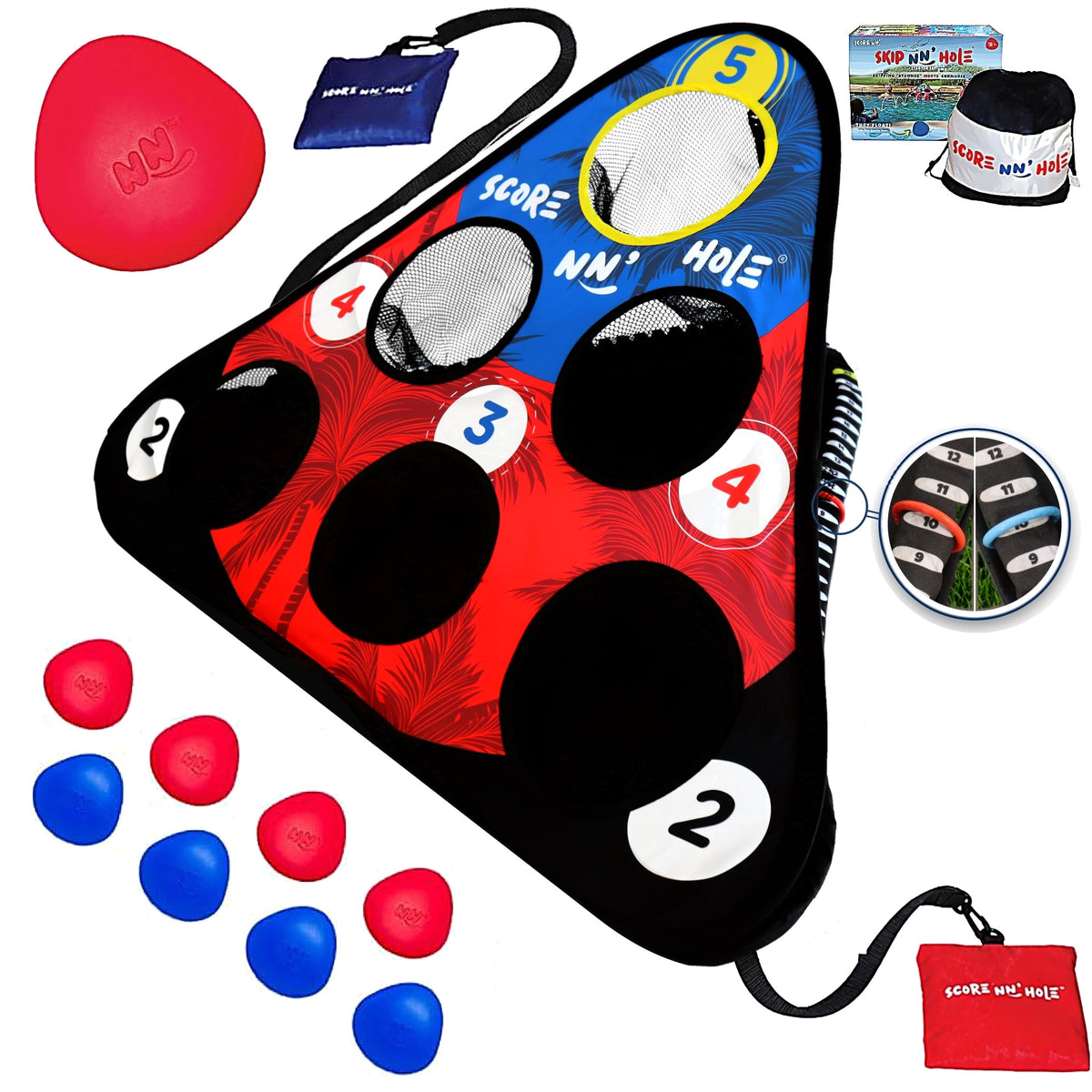 SKIP NN' HOLE Starter Set - Stonne Skipping Meets Cornhole | Game for Yard and Pool