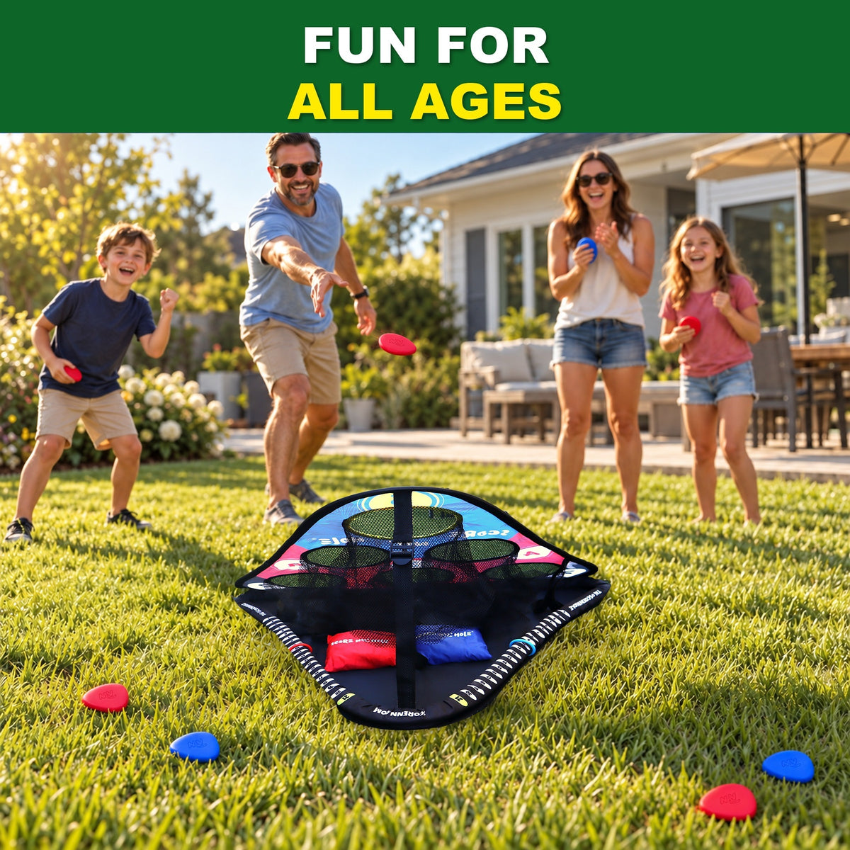 SKIP NN' HOLE Starter Set - Stonne Skipping Meets Cornhole | Game for Yard and Pool