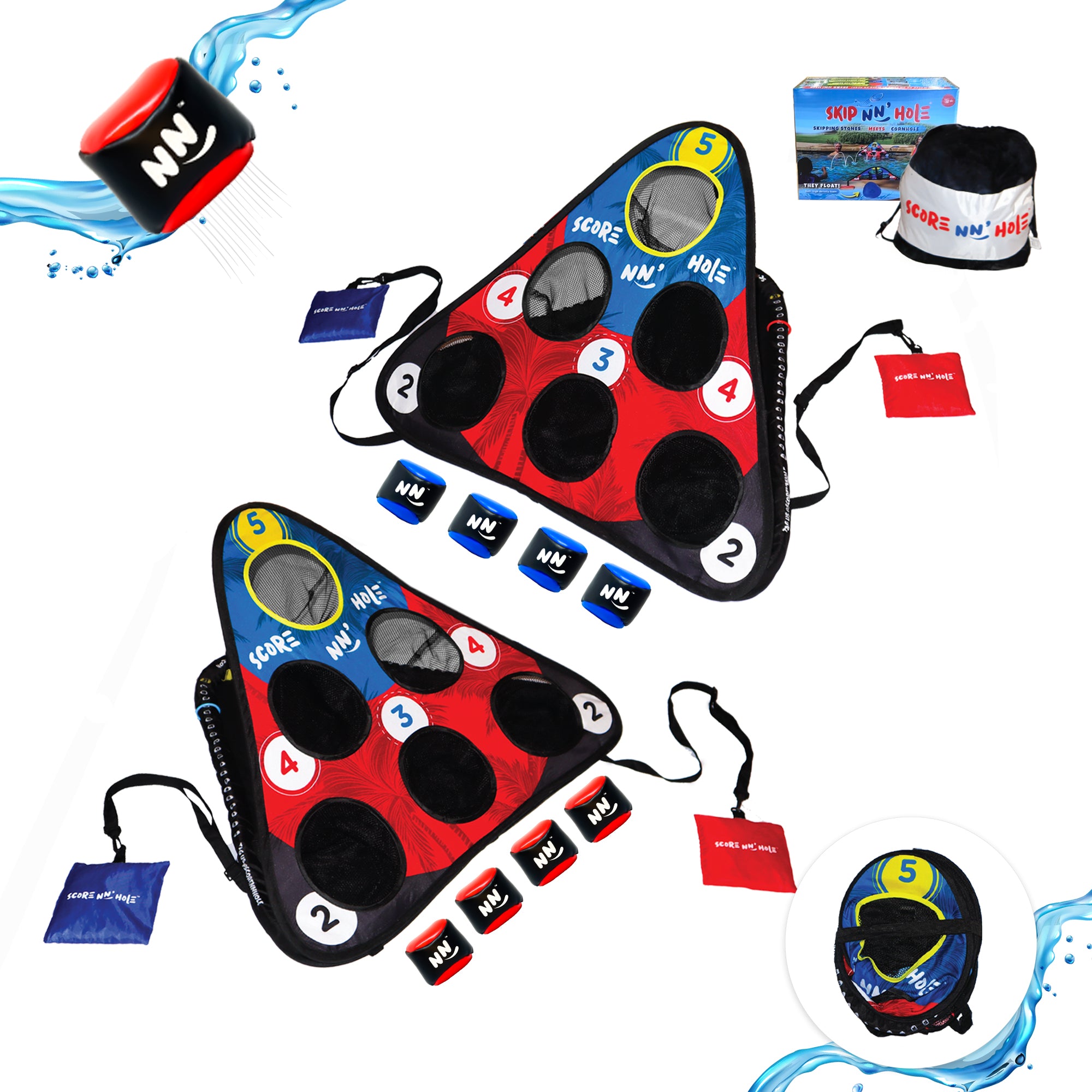 TOSS & ROLL NN' HOLE Game Set - Toss and Roll Cornhole on land + Water