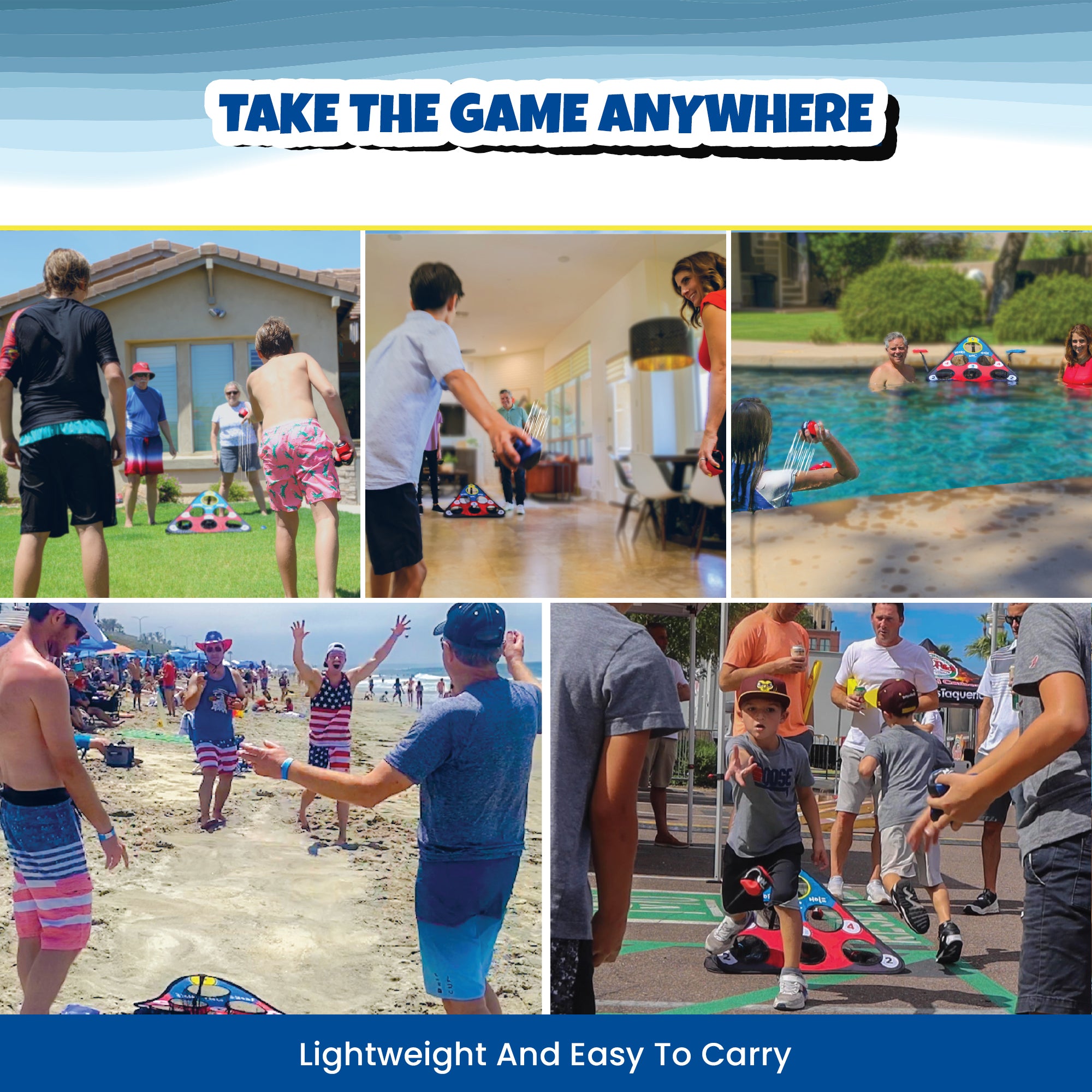 TOSS & ROLL NN' HOLE Starter Set - Toss and Roll Cornhole on land + Water Cornhole