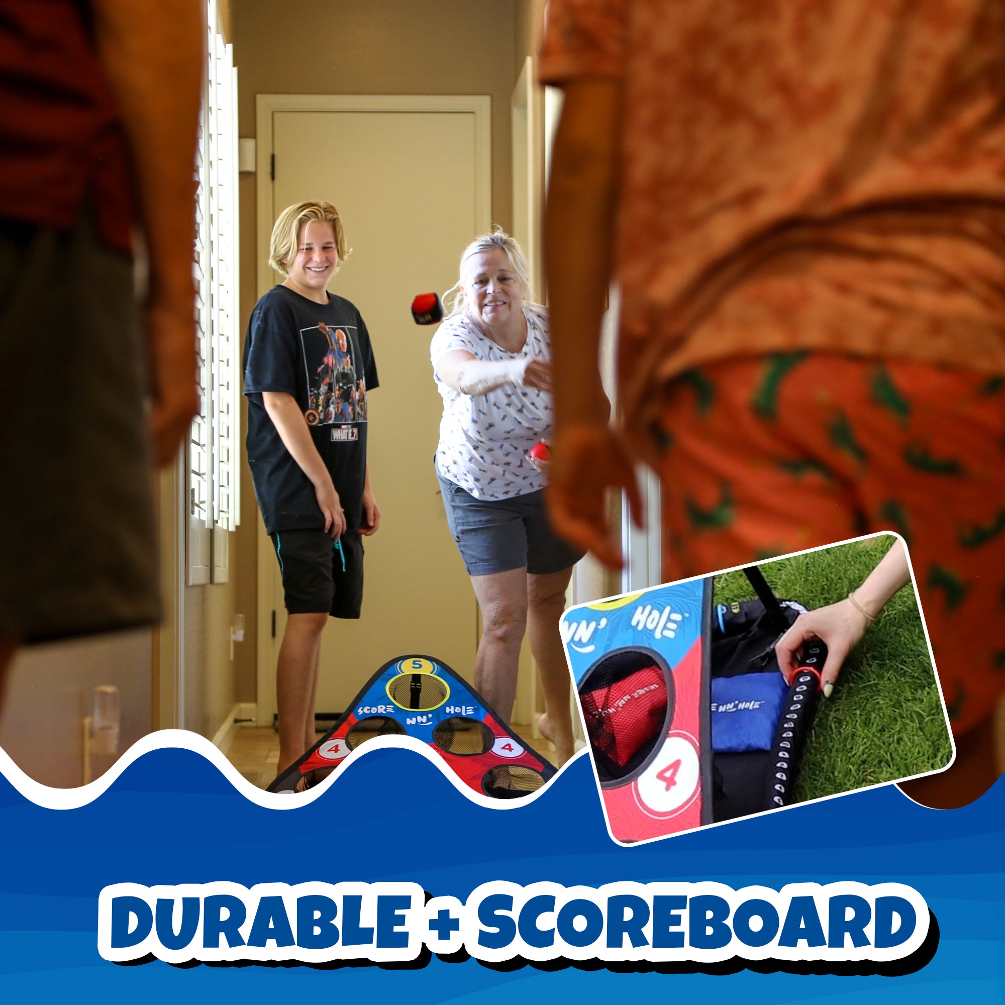 TOSS & ROLL NN' HOLE Game Set - Toss and Roll Cornhole on land + Water Cornhole
