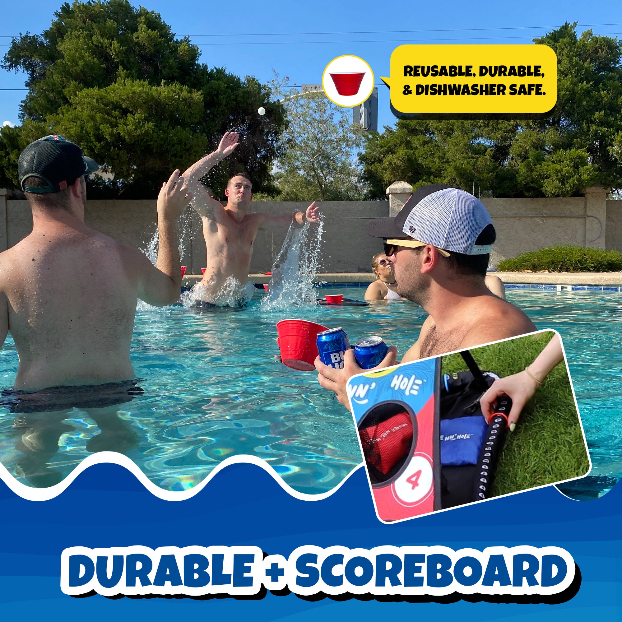 SIP NN' HOLE Starter Set | Floating Giant Cup Pong & Golf Meets Cup Pong