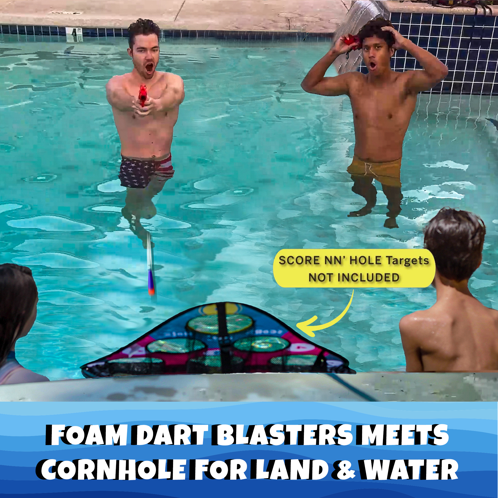 NEW! BLAST NN' HOLE Game Mode | Blasters Meets Cornhole | Targets Not Included