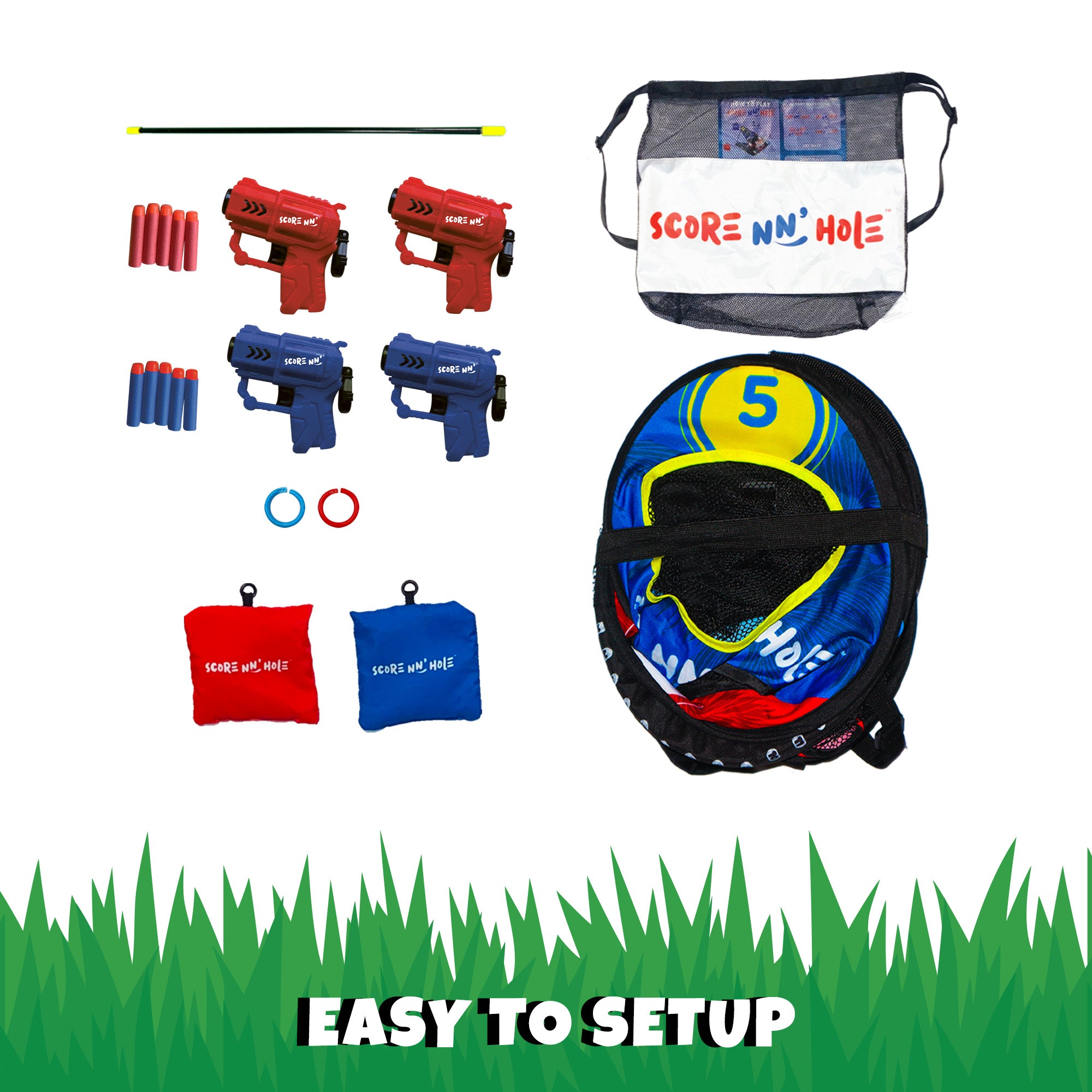 NEW! BLAST NN' HOLE Starter Set | Blasters Meets Cornhole | 1x Target Set |