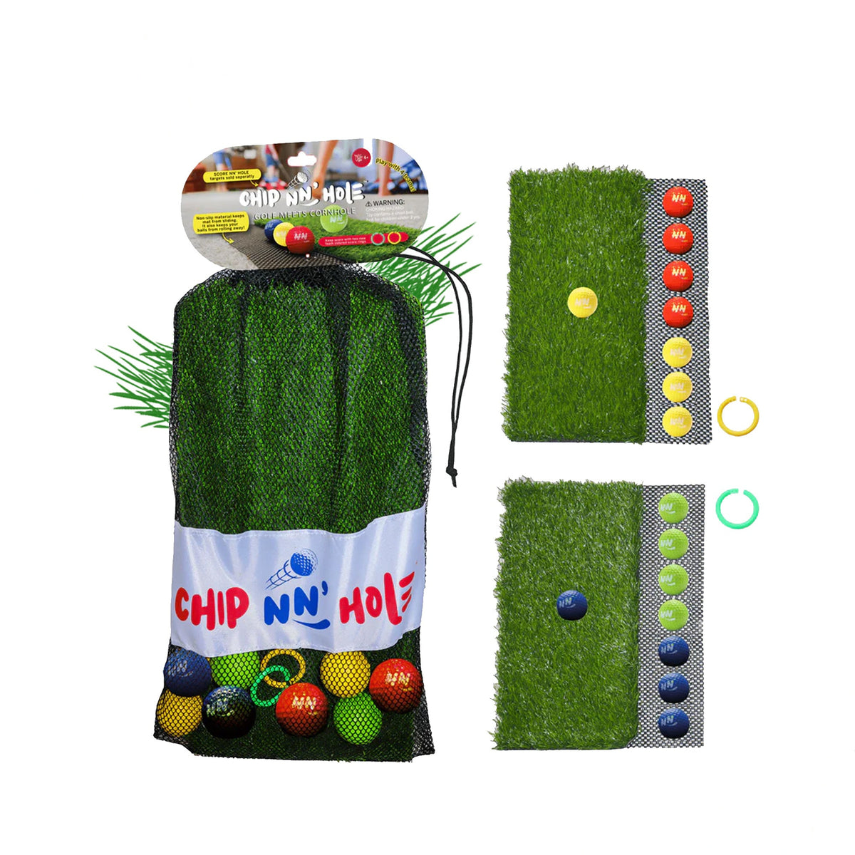 CHIP NN' HOLE Game Mode | Golf balls With Golf Mats ONLY | Targets NOT Included | Golf Meets Cornhole |