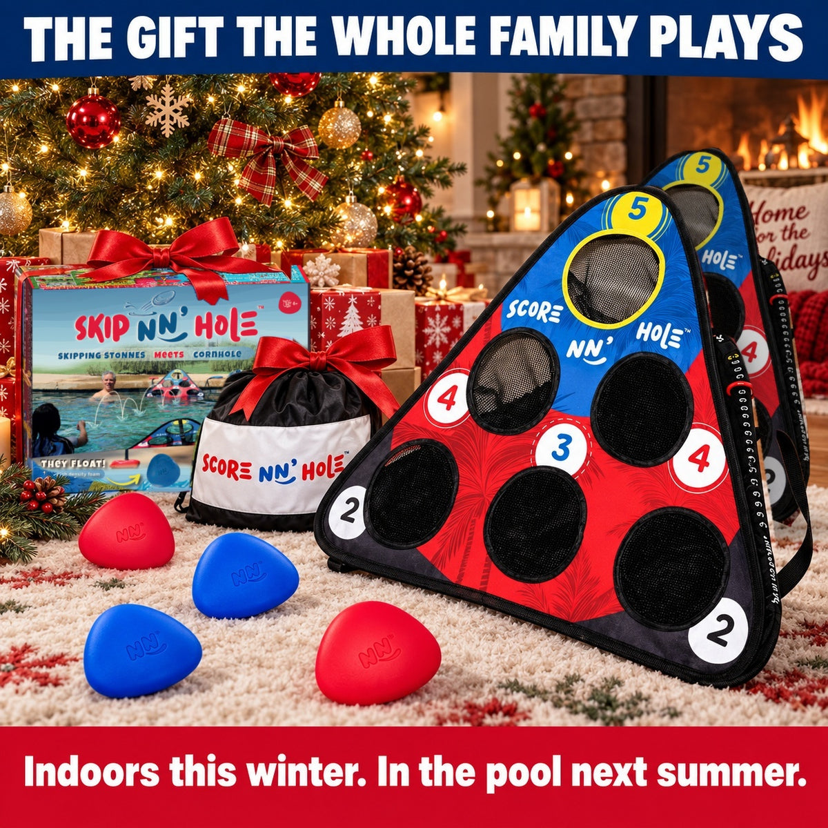 SKIP NN' HOLE Game Set - Stonne Skipping Meets Cornhole | Game for Yard and Pool