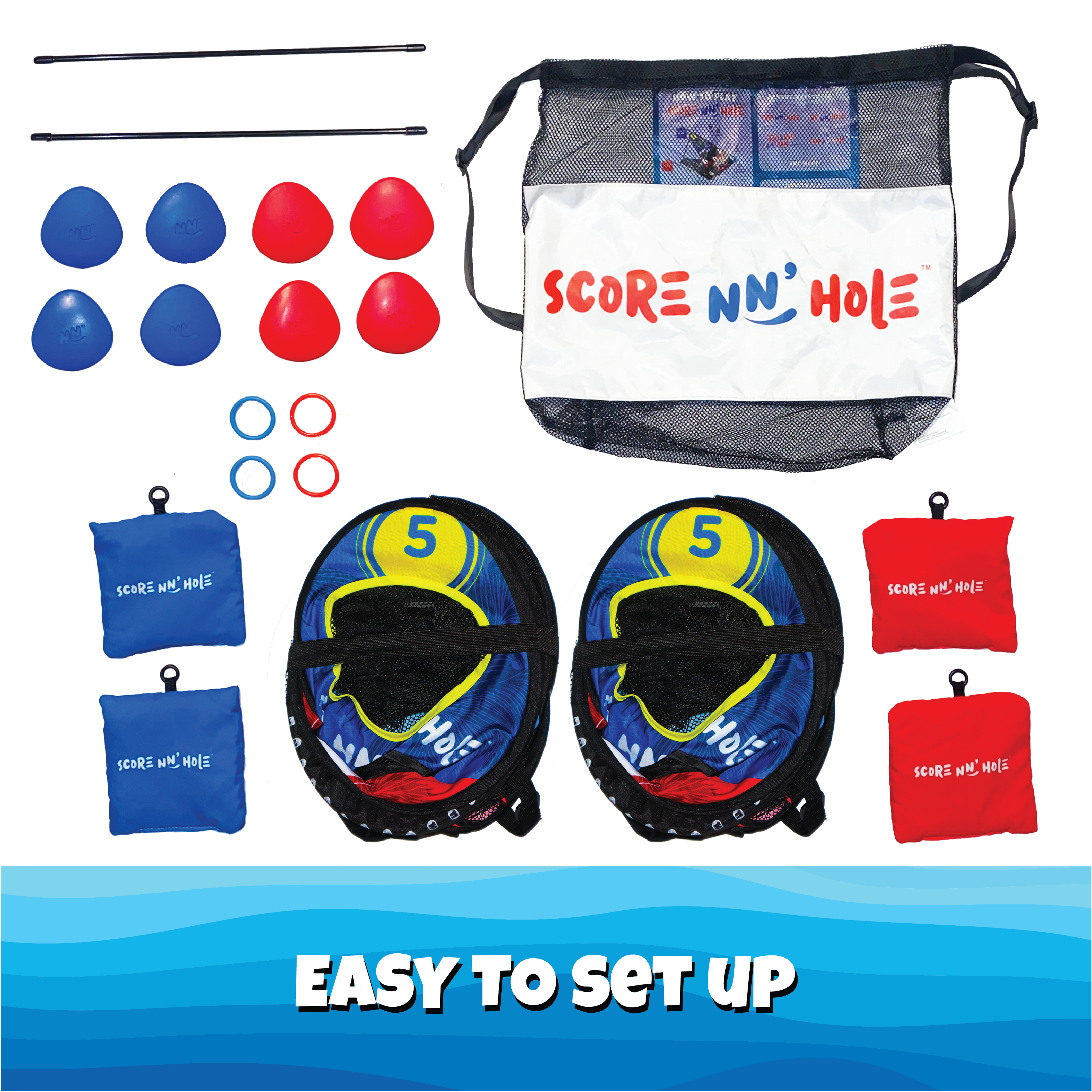 SKIP NN' HOLE GAME SET | Stone Skipping Meets Cornhole | Targets and Skipping Stones Included |