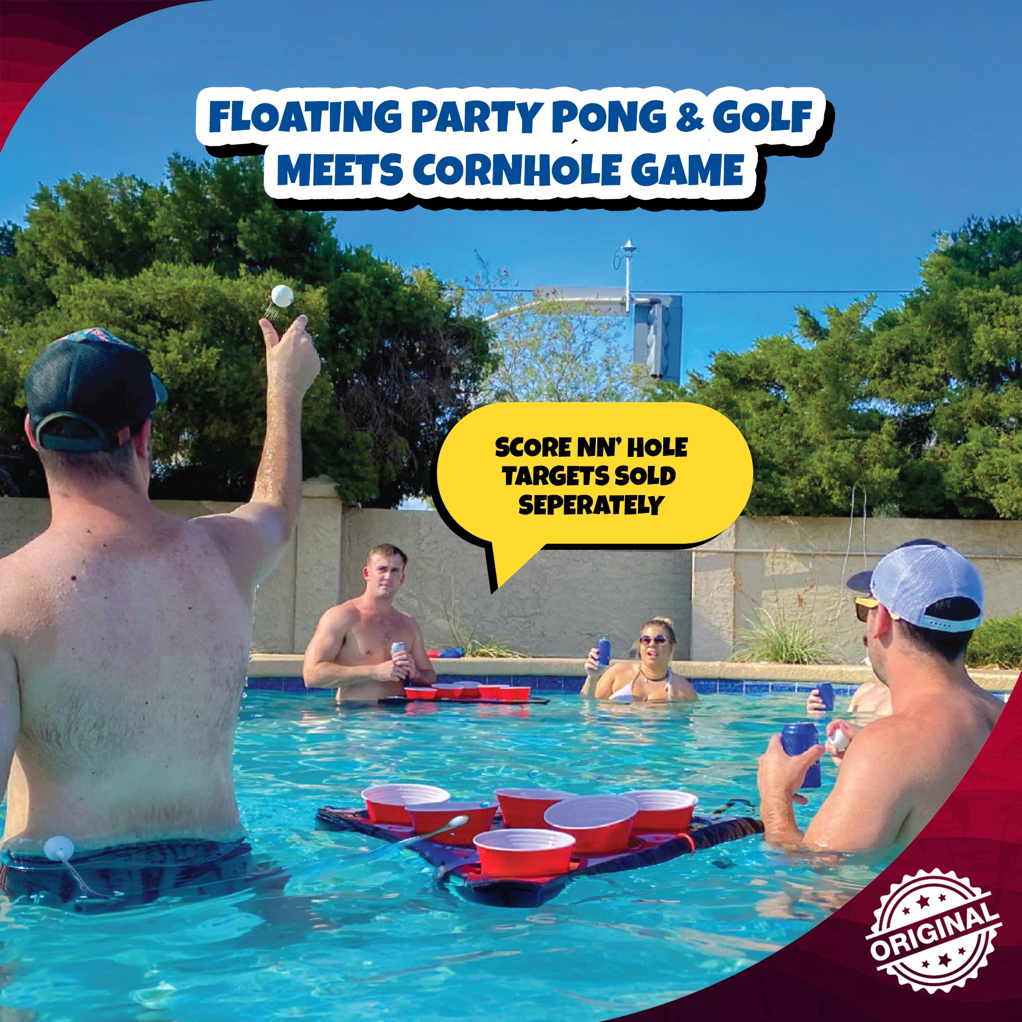 SIP NN' HOLE Game Mode | Targets Not Included | Floating Giant Cup Pong & Golf Meets Cup Pong
