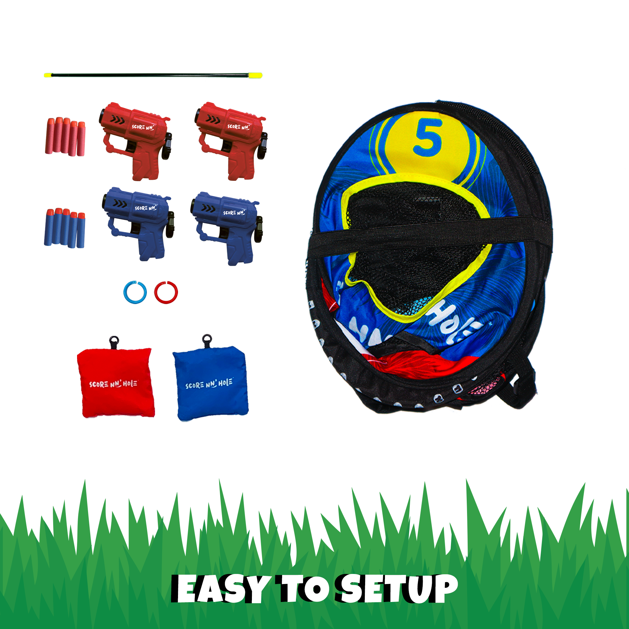 NEW! BLAST NN' HOLE Starter Set | Blasters Meets Cornhole | 1x Target Set |