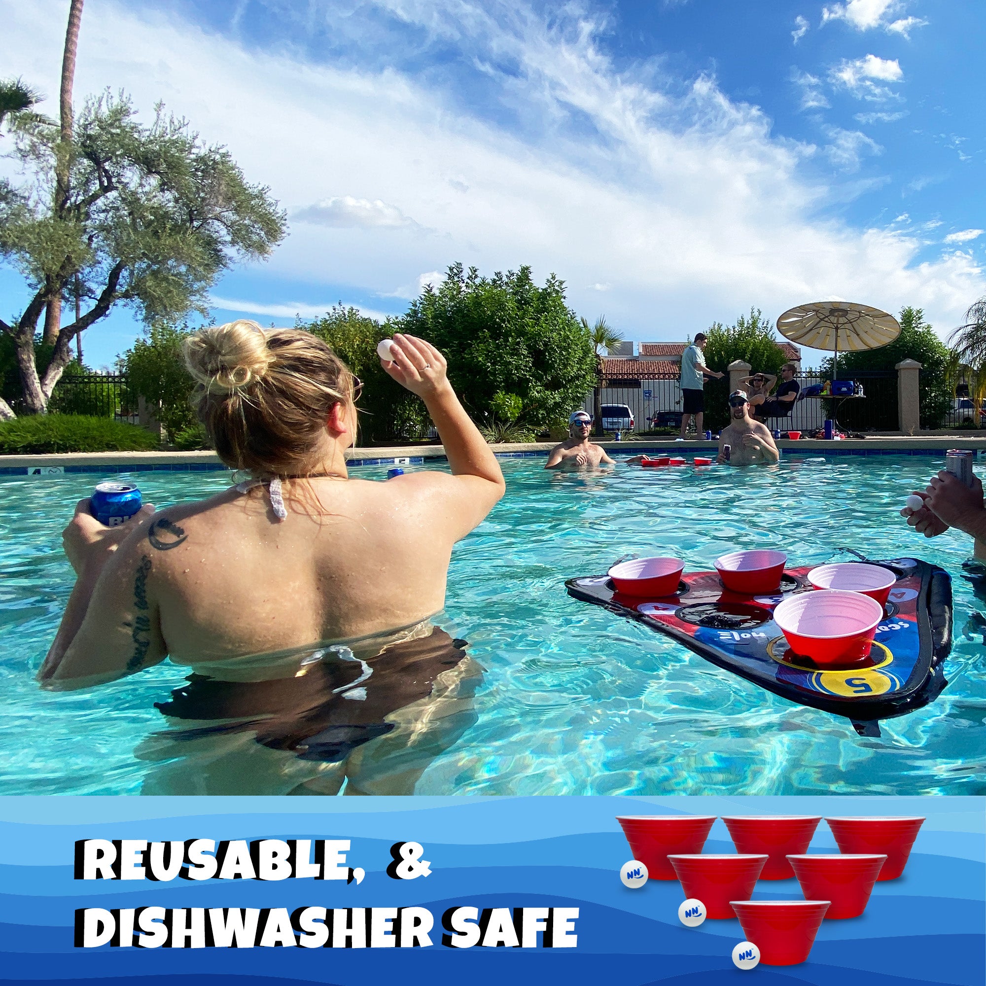 NEW! SIP NN' HOLE Game Set | Land & Water Giant Cup Pong