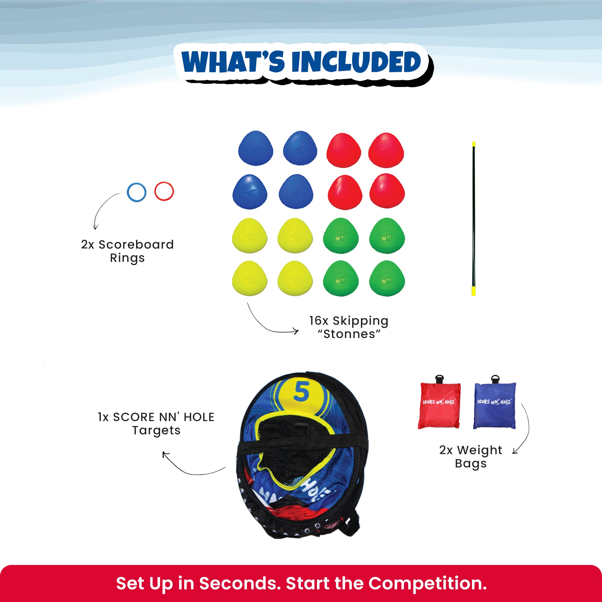 SKIP NN' HOLE Starter Set + 8x Extra Skipping Stones Game Modes