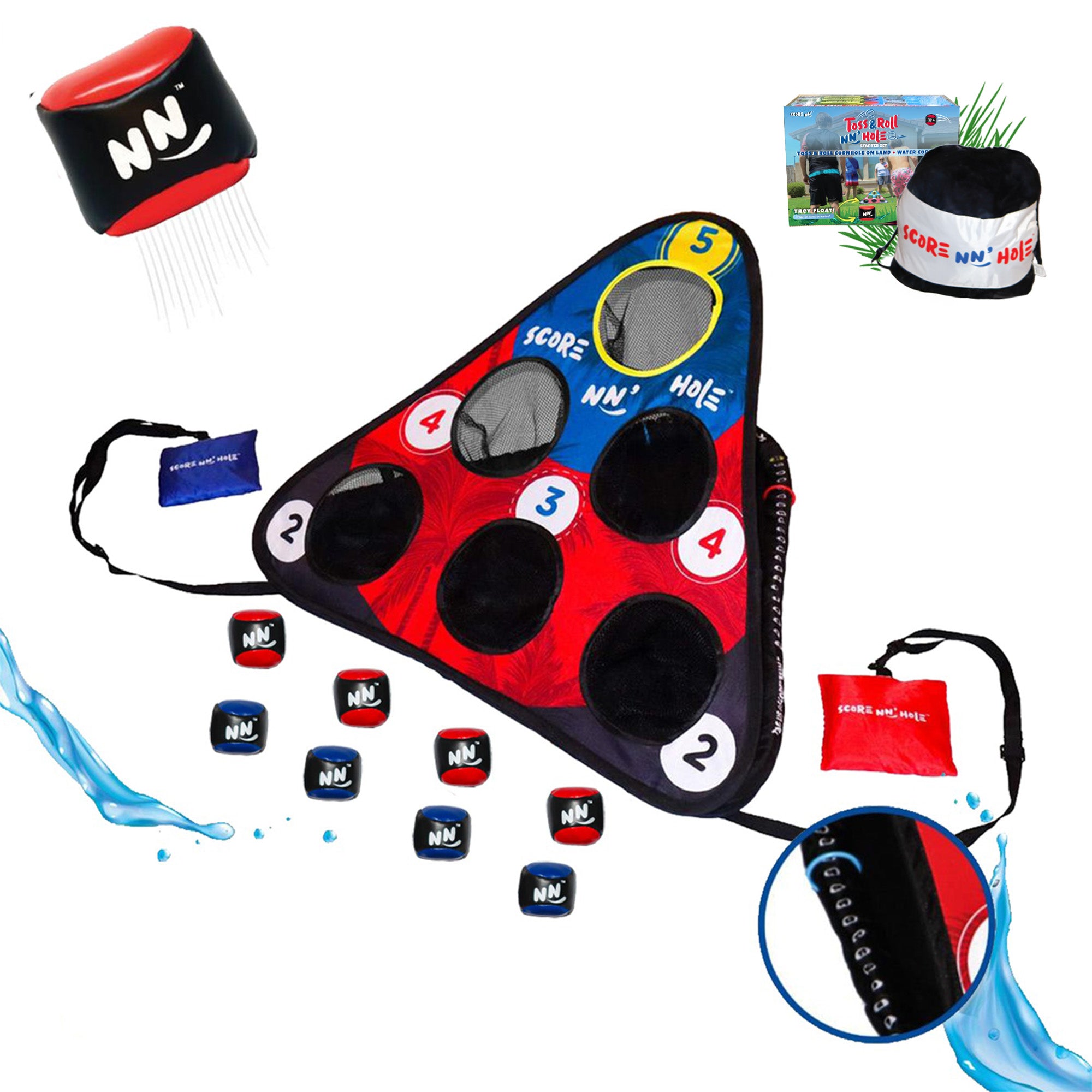 TOSS & ROLL NN' HOLE Starter Set - Toss and Roll Cornhole on land + Water Cornhole