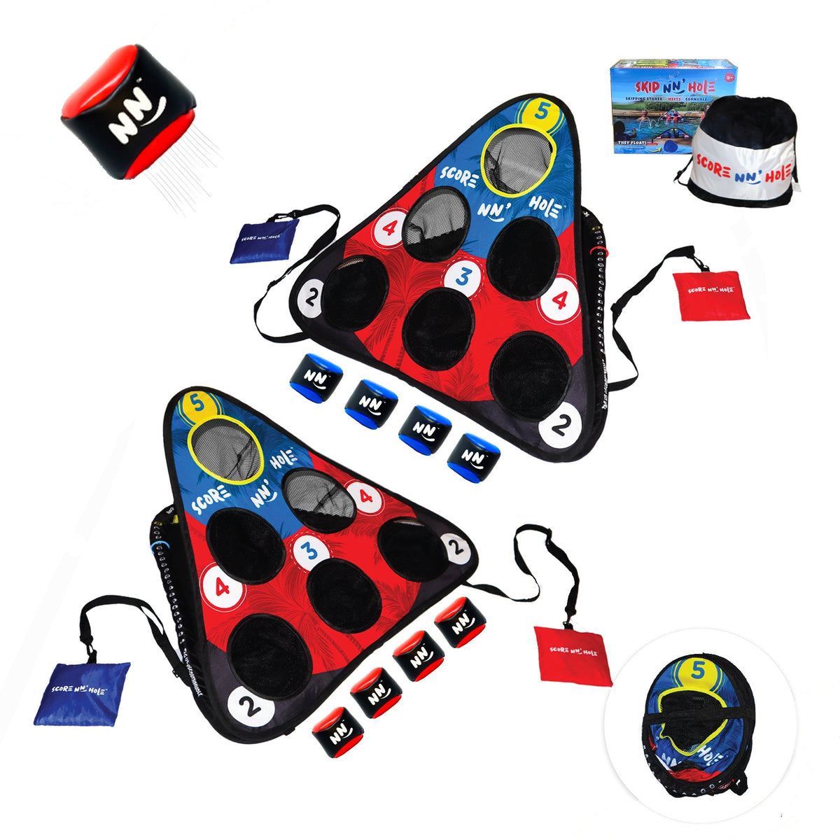 TOSS & ROLL NN' HOLE Game Set - Toss and Roll Cornhole on land + Water Cornhole