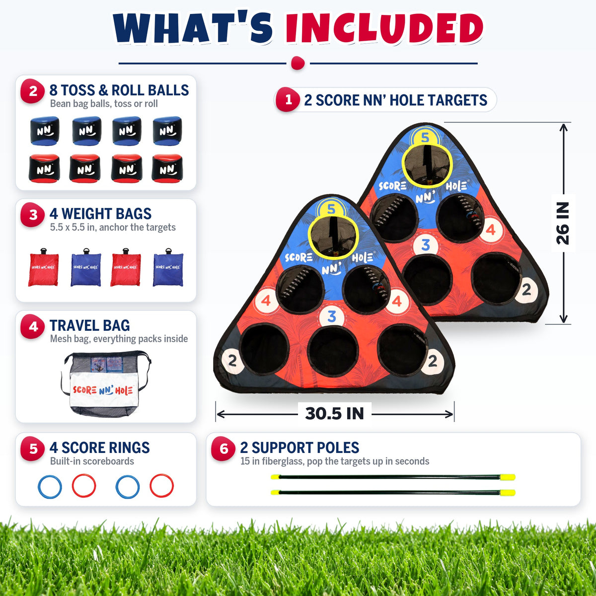TOSS & ROLL NN' HOLE Game Set - Toss and Roll Cornhole on land + Water Cornhole