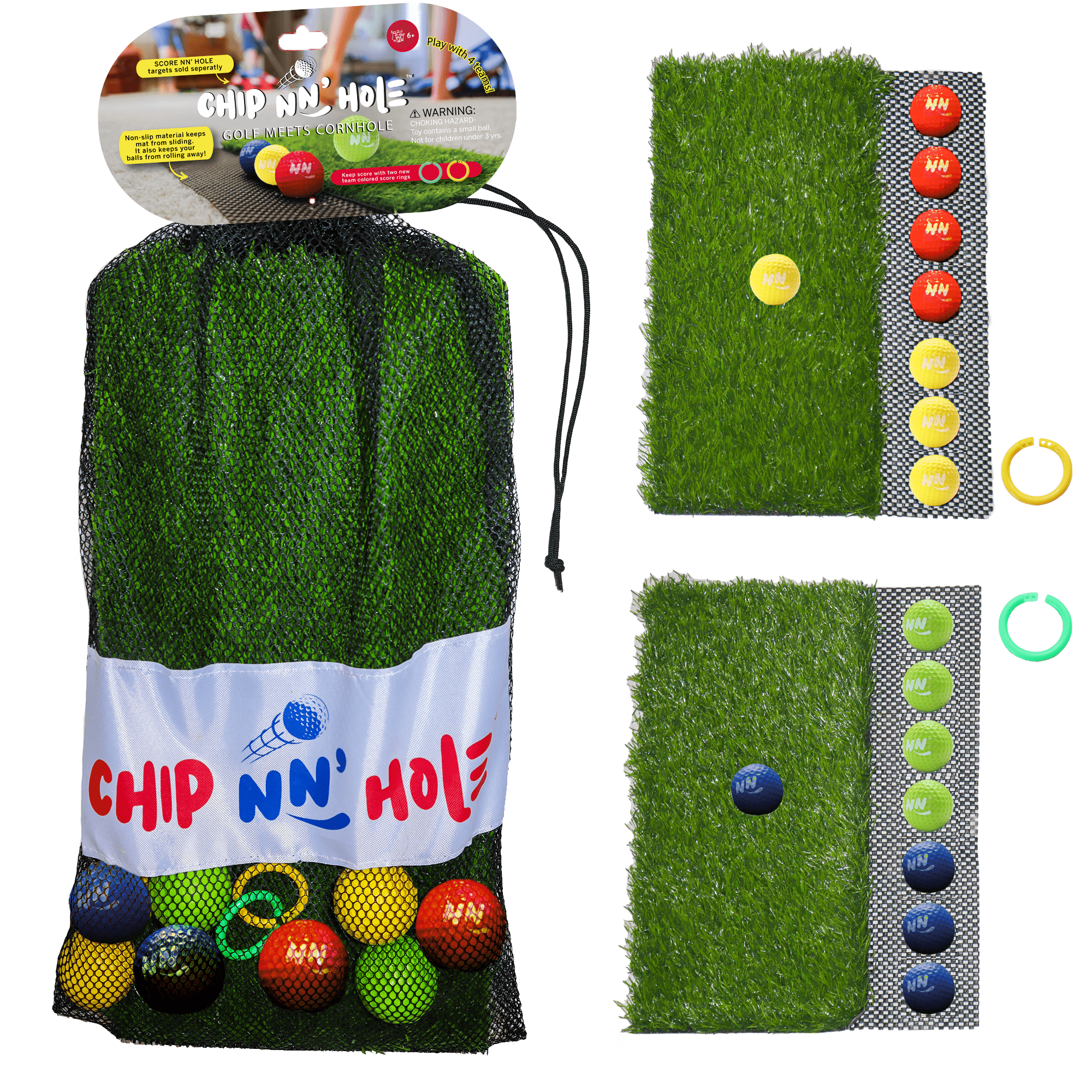 CHIP NN' HOLE Golf balls With Golf Mats ONLY | Targets NOT Included | Golf Meets Cornhole | - SCORE NN'