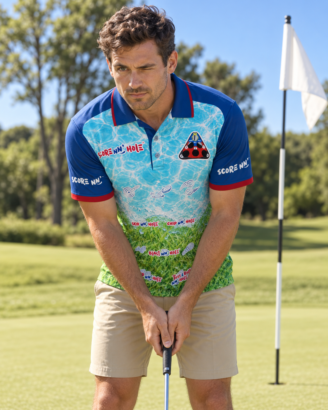 SCORE NN' HOLE Performance Polo - on the golf course
