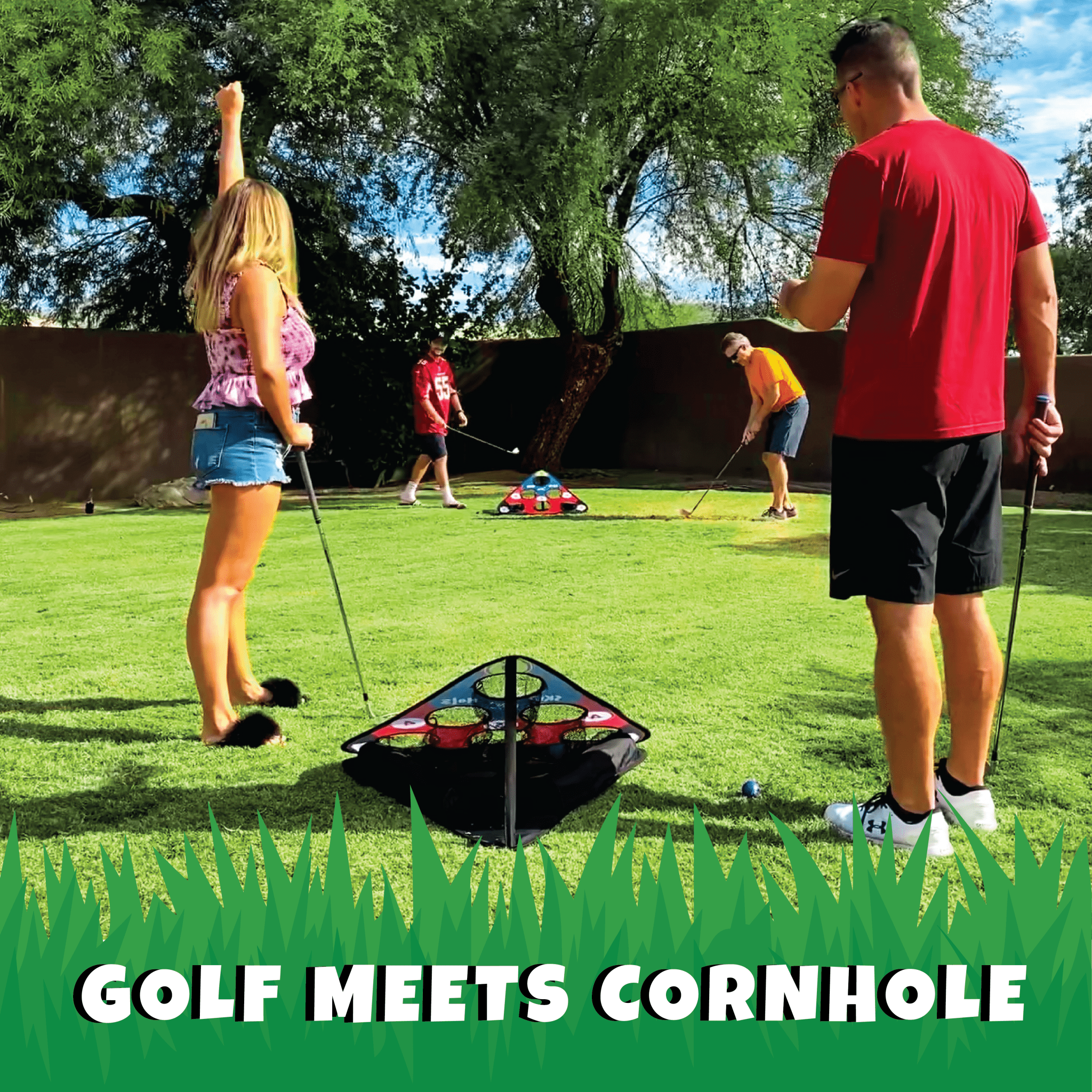 SKIP NN' HOLE + CHIP NN' HOLE GOLF | Pool and Land Game Set Bundle | Skipping Stone and Golf Meets Cornhole Game for Pool, Land, or Lake | Skipping Stone Pool and Golf Cornhole Game for All Ages - SCORE NN'