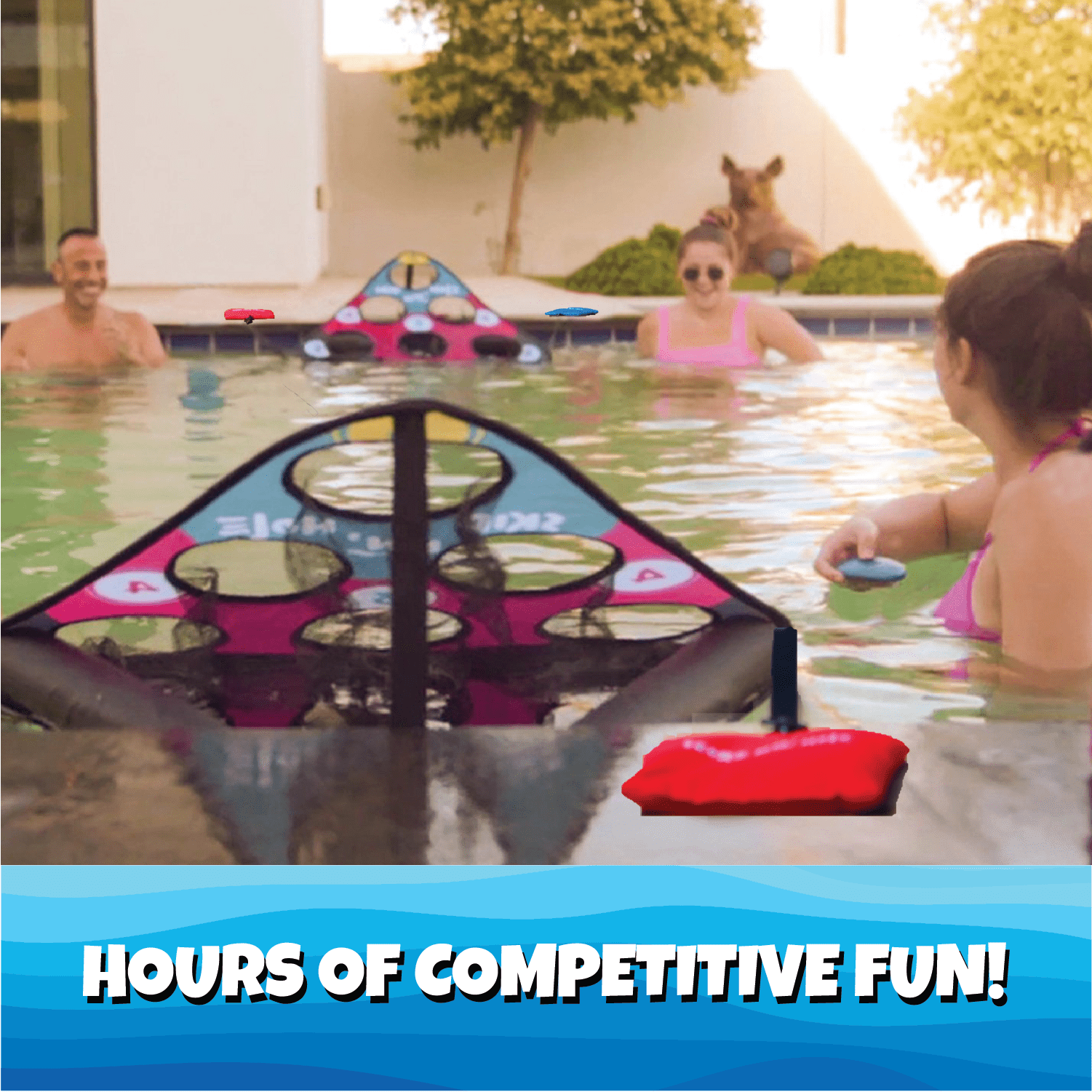 SKIP NN' HOLE + Extra Stonnes | Pool Game Set Bundle with 8X Extra Skipping Stonnes | Skipping Stone Swimming Pool Cornhole Game for Pool or Lake | Skipping Stone Pool Cornhole Game for All Ages - SCORE NN'