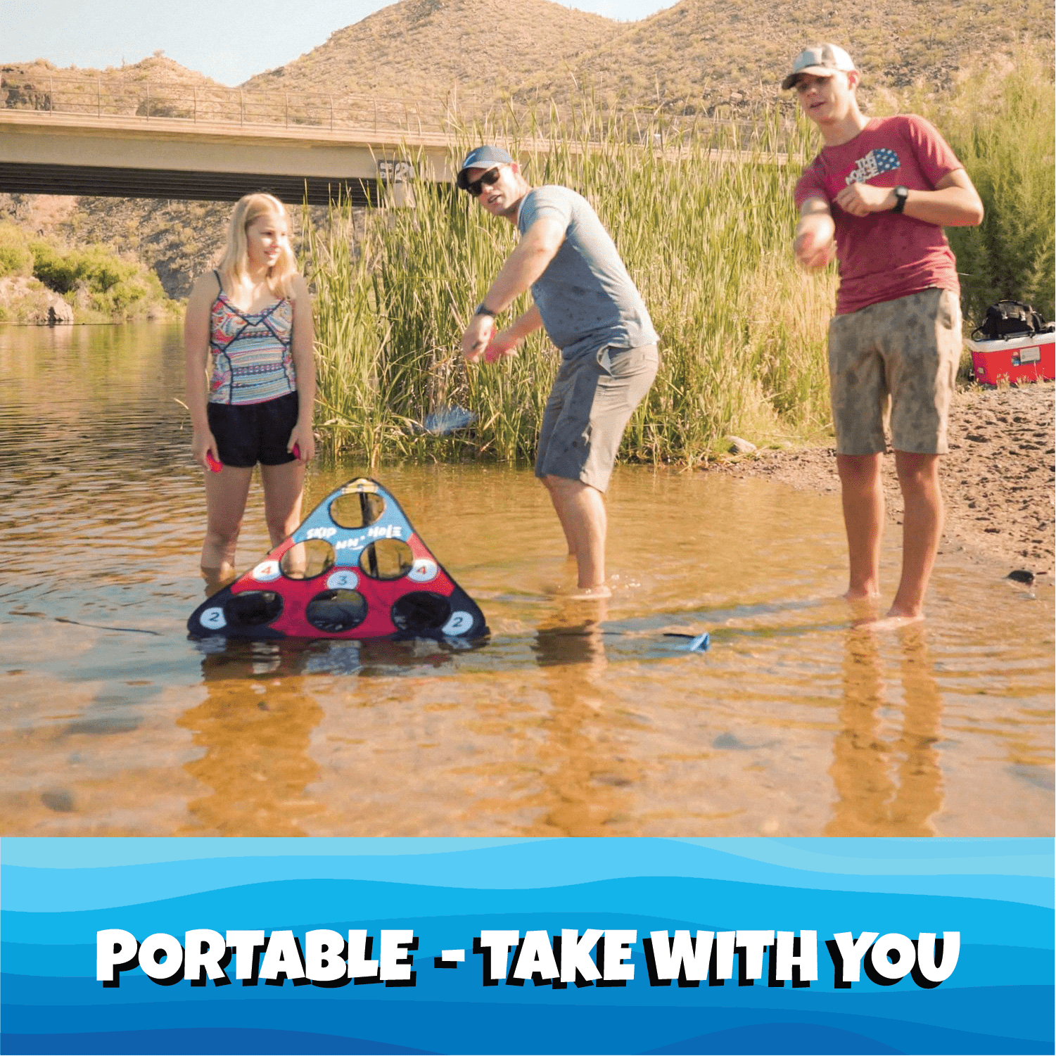 SKIP NN' HOLE + SIP NN' HOLE | Skipping Stones Meets Cornhole + Floating Giant Cup Pong Game for Pool, Land, or Lake | The Ultimate Pool Party Game - SCORE NN'