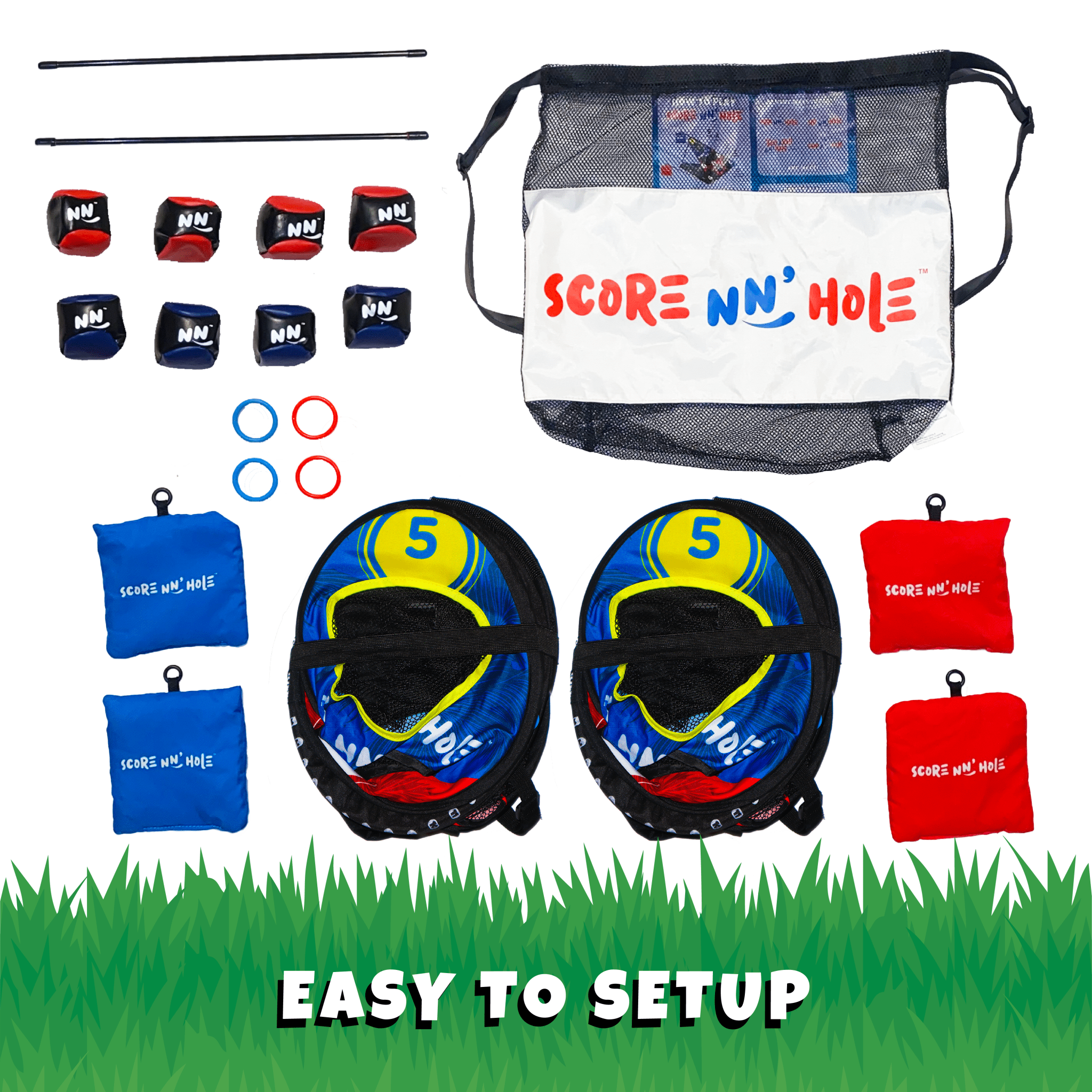 TOSS & ROLL NN' HOLE GAME SET - Toss and Roll Cornhole on land + Water Cornhole - SCORE NN'