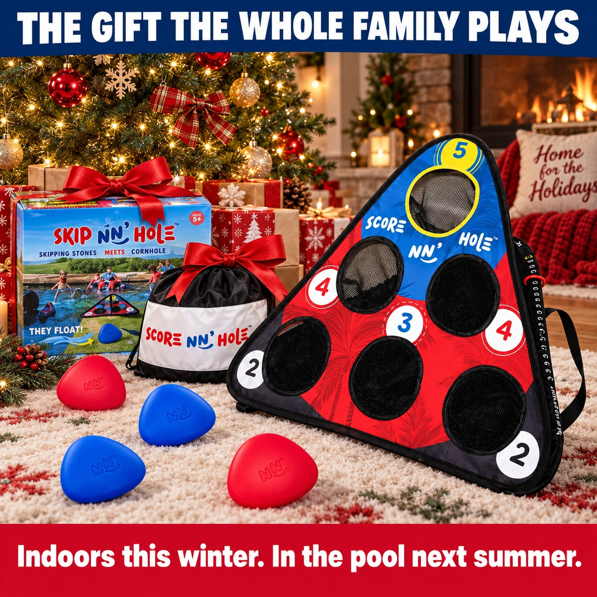 SKIP NN' HOLE Starter Set - Stonne Skipping Meets Cornhole | Game for Yard and Pool