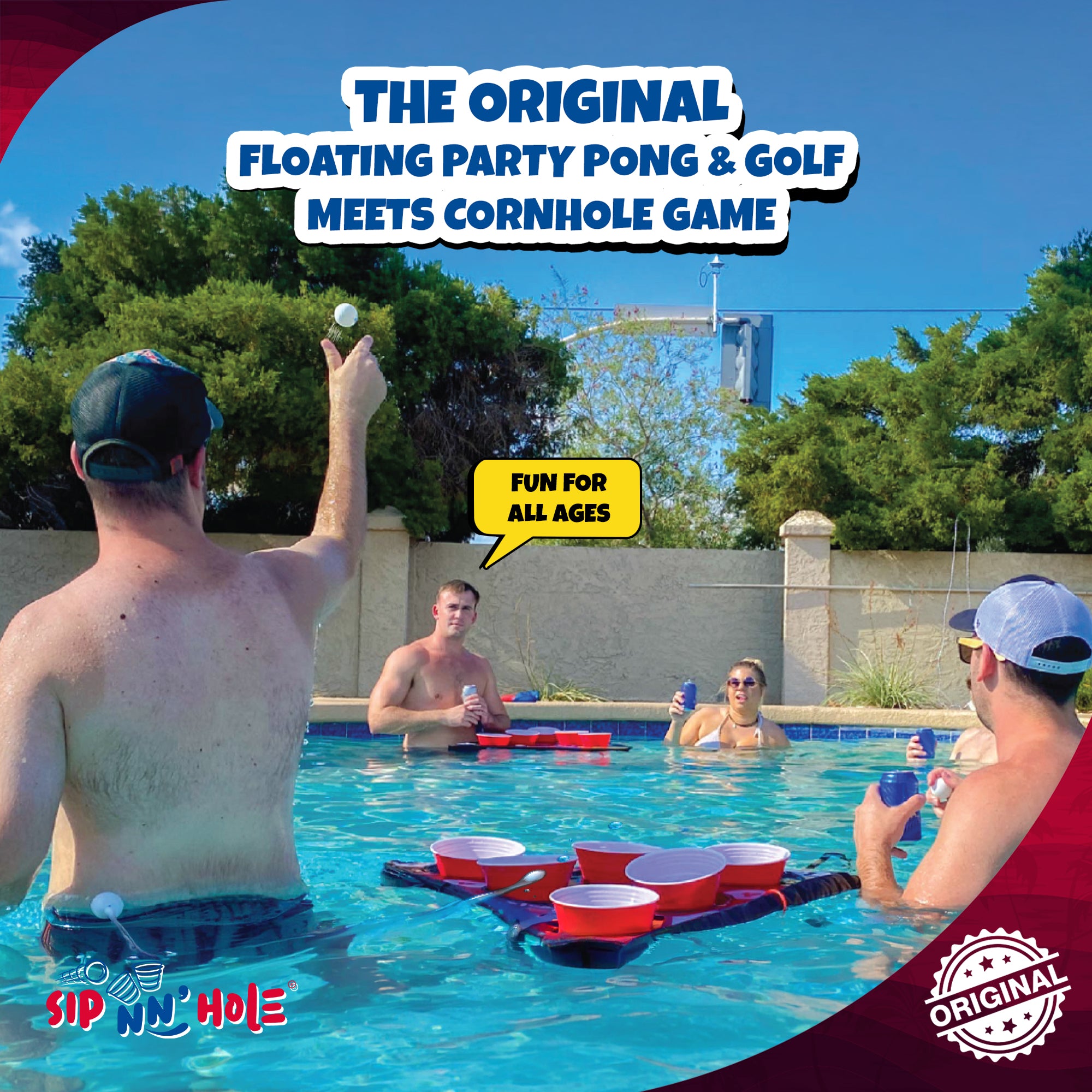 NEW! SIP NN' HOLE Game Set | Land & Water Giant Cup Pong