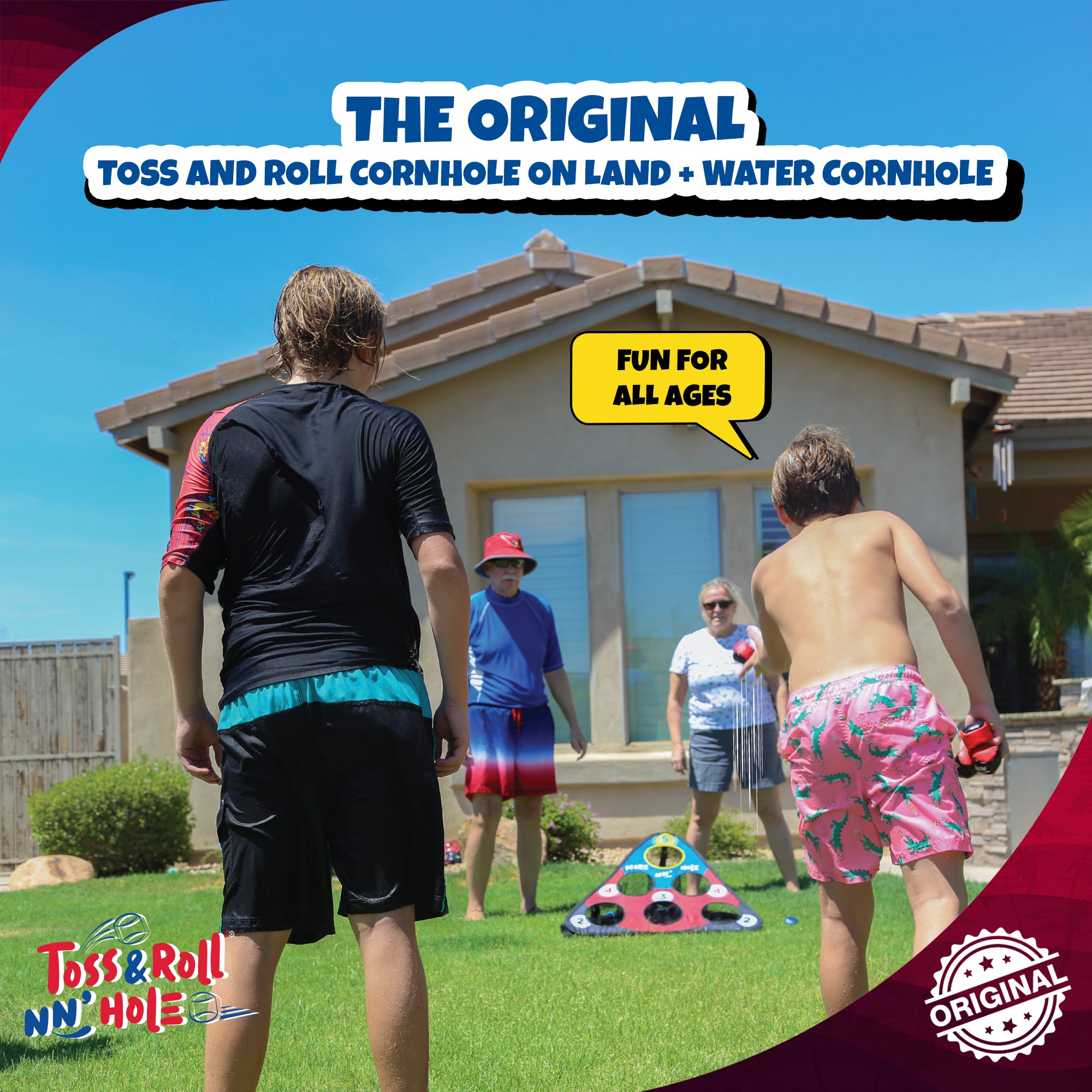 TOSS & ROLL NN' HOLE Starter Set - Toss and Roll Cornhole on land + Water Cornhole