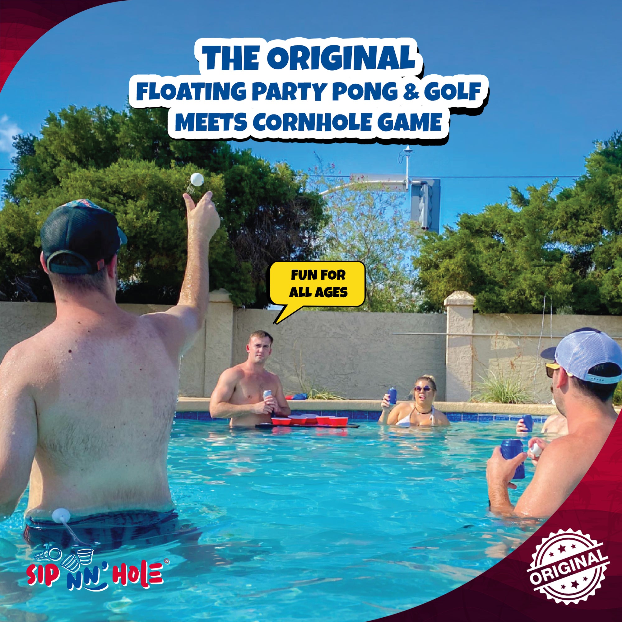 SIP NN' HOLE Starter Set | Floating Giant Cup Pong & Golf Meets Cup Pong
