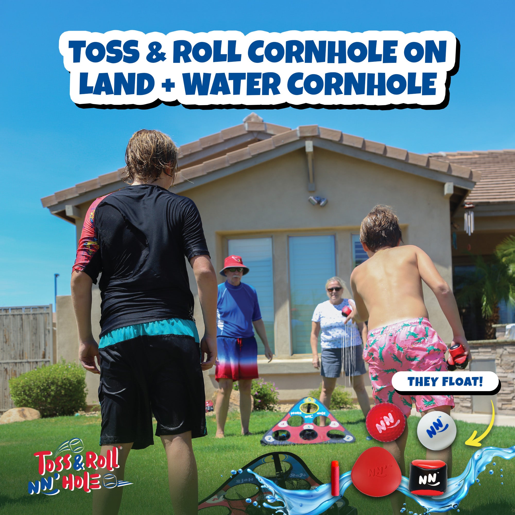 SCORE NN' HOLE ALL-IN-1 GAME SET | Includes stone skipping, golf, cornhole, ROLL NN' HOLE, giant cup pong, and more!