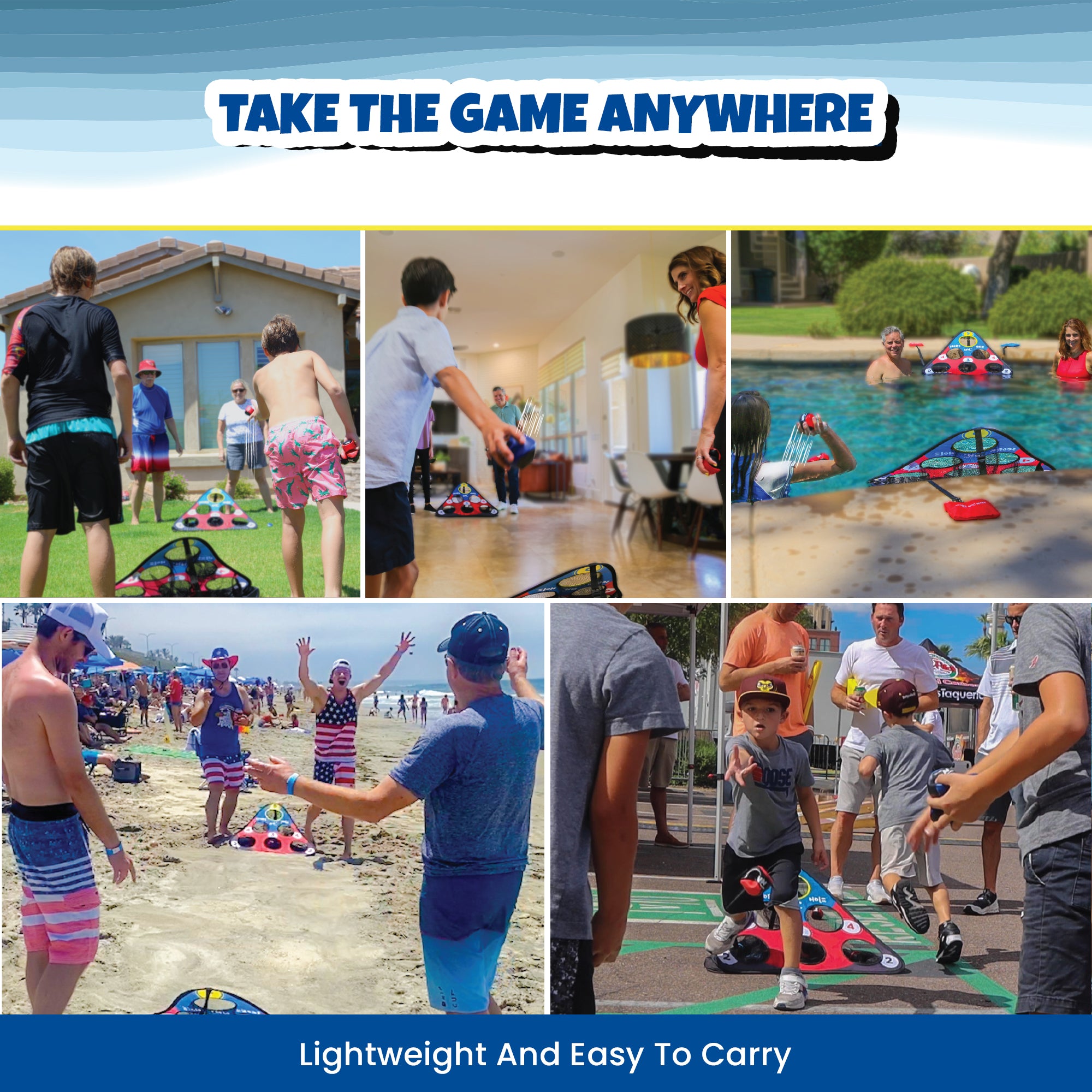 TOSS & ROLL NN' HOLE Game Set - Toss and Roll Cornhole on land + Water