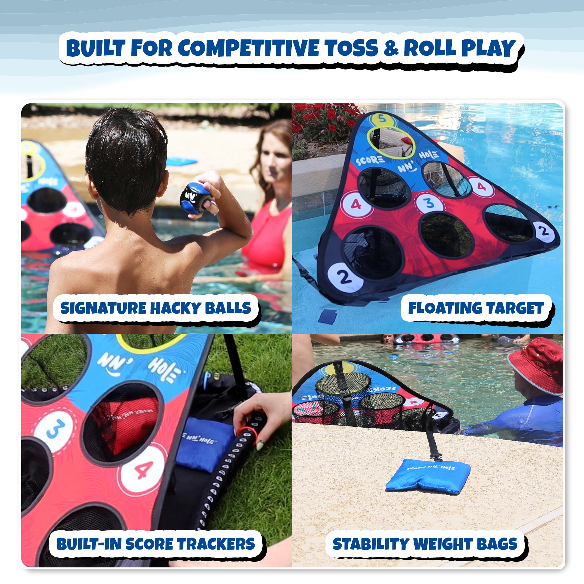 TOSS & ROLL NN' HOLE Game Set - Toss and Roll Cornhole on land + Water