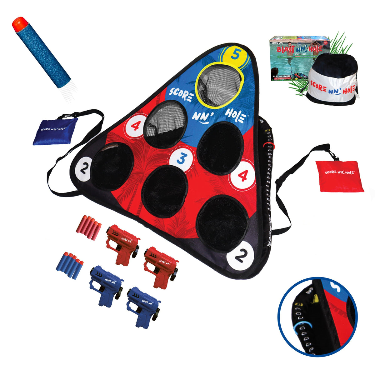 BLAST NN' HOLE Starter Set | Blasters Meets Cornhole | 1x Target Set |