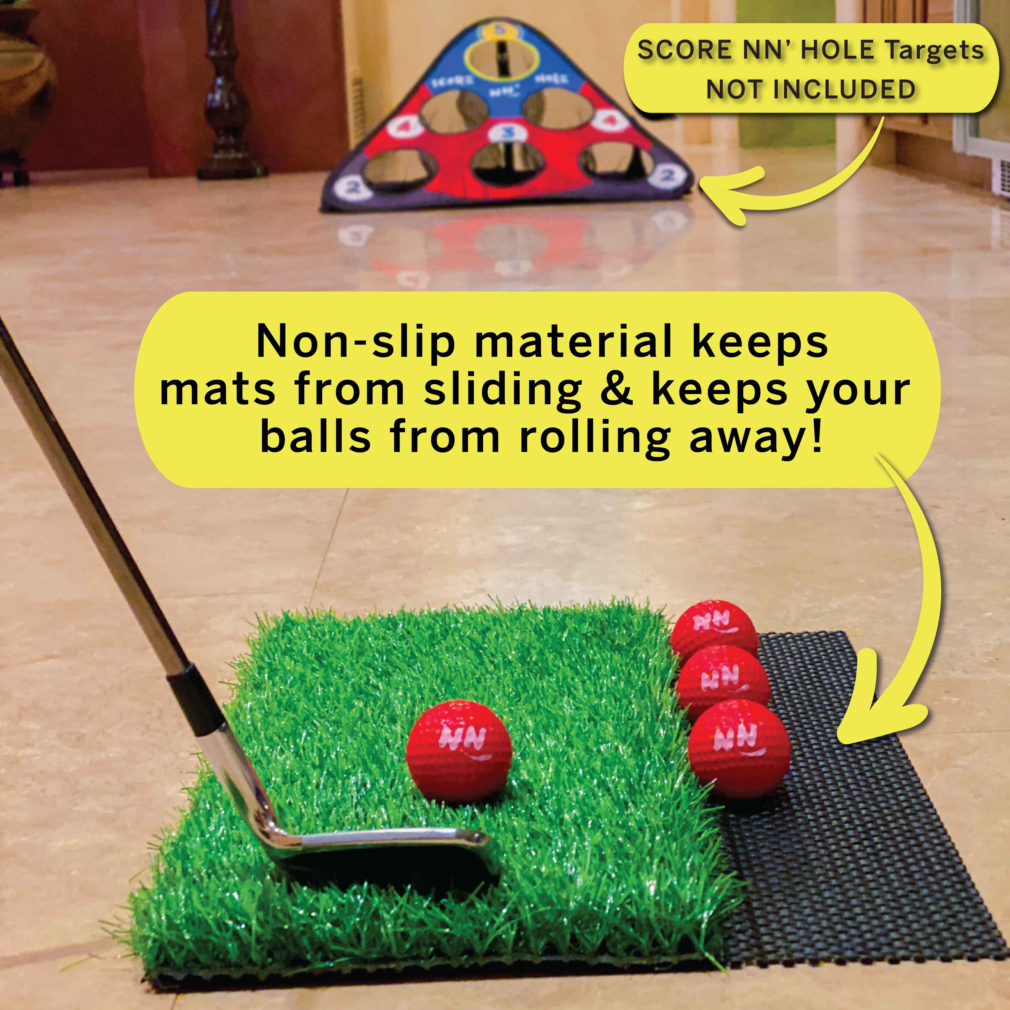 CHIP NN' HOLE Golf balls With Golf Mats ONLY | Targets NOT Included | Golf Meets Cornhole |