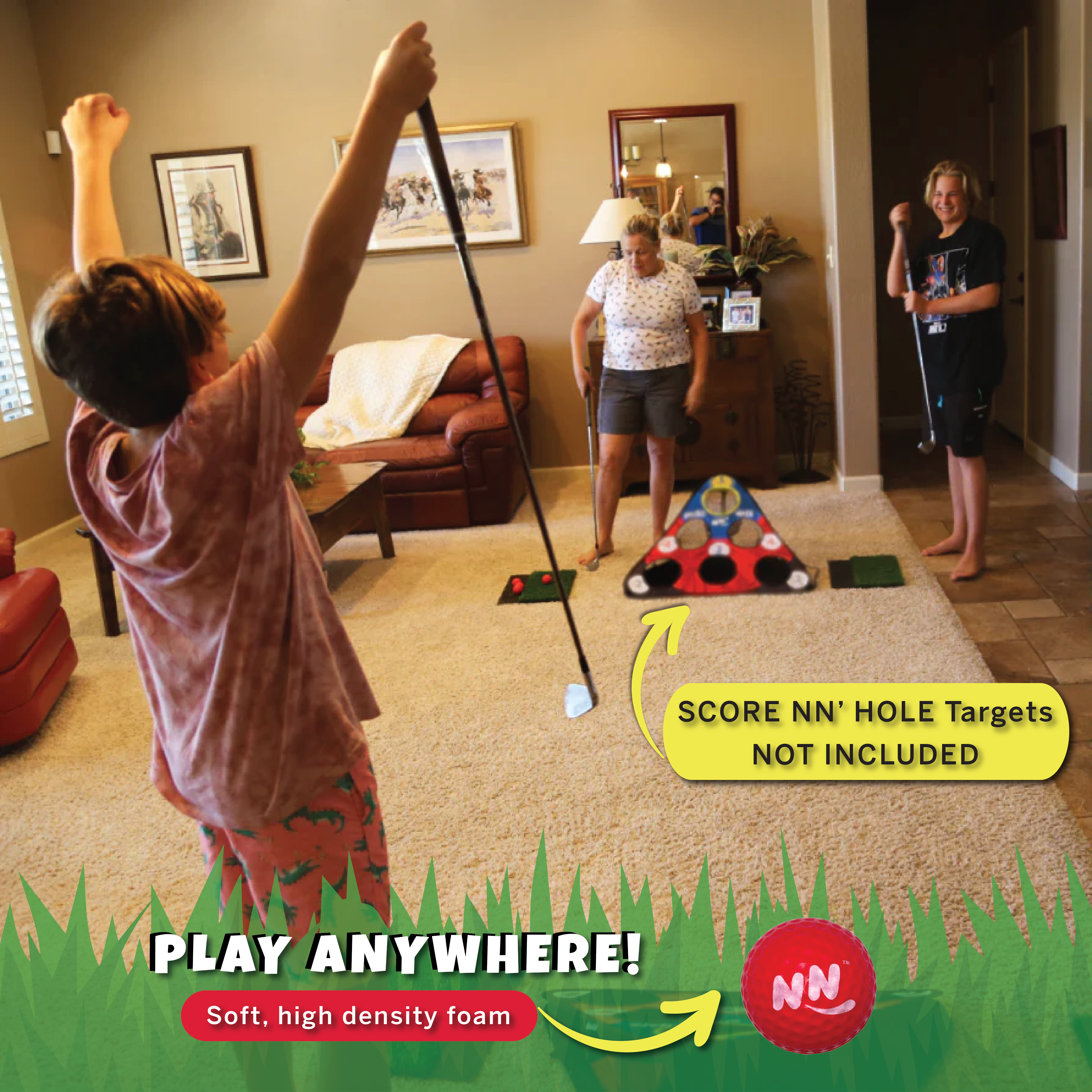 CHIP NN' HOLE Golf balls With Golf Mats ONLY | Targets NOT Included | Golf Meets Cornhole |