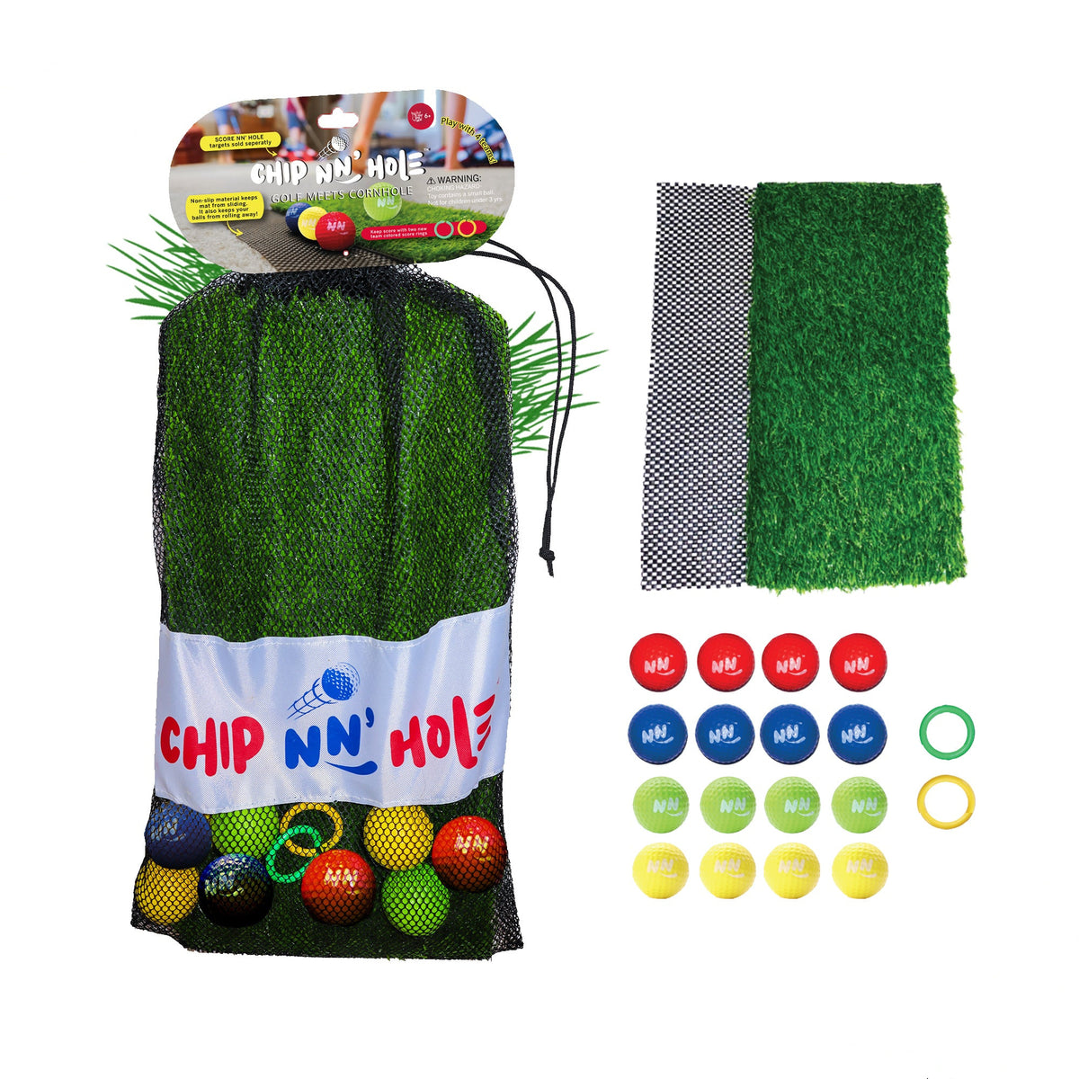 CHIP GM 1x Mat & 16x Foam Golf Balls | Realistic Turf Feel | Designed to Sharpen Your Short Game Anywhere