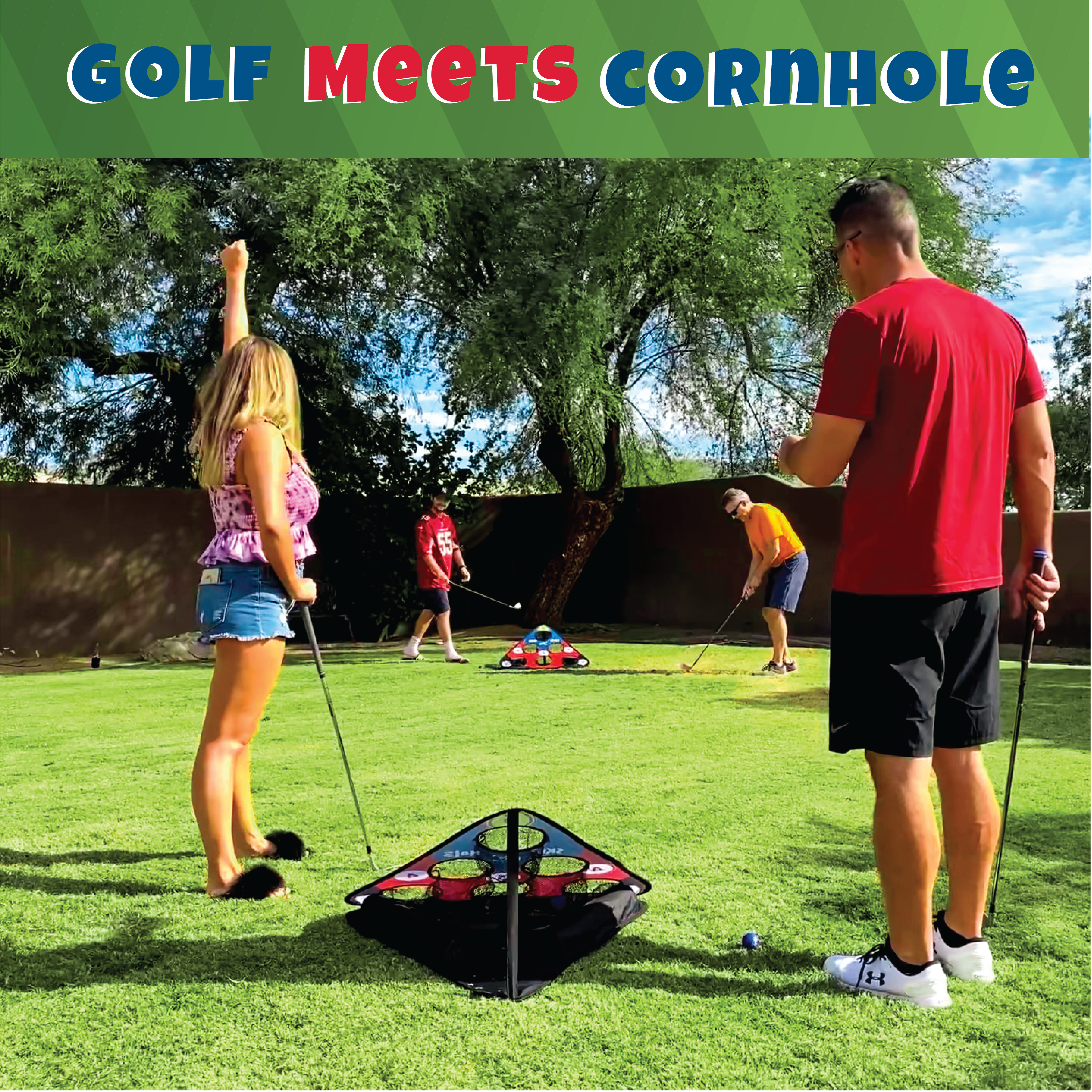 SCORE NN' HOLE ALL-IN-1 GAME SET | Includes stone skipping, golf, cornhole, ROLL NN' HOLE, beer pong, and more!