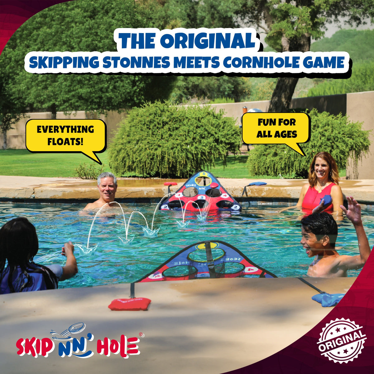 SKIP NN' HOLE Game Set - Stonne Skipping Meets Cornhole | Game for Yard and Pool