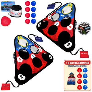 SKIP NN' HOLE + 8 Extra Stonnes Bundle | Skipping Stone Cornhole for All Ages | Game for Yard and Pool
