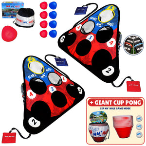 SKIP NN' HOLE + SIP NN' HOLE | Skipping Stone Cornhole & Giant Floating Pong | Game for Yard and Pool
