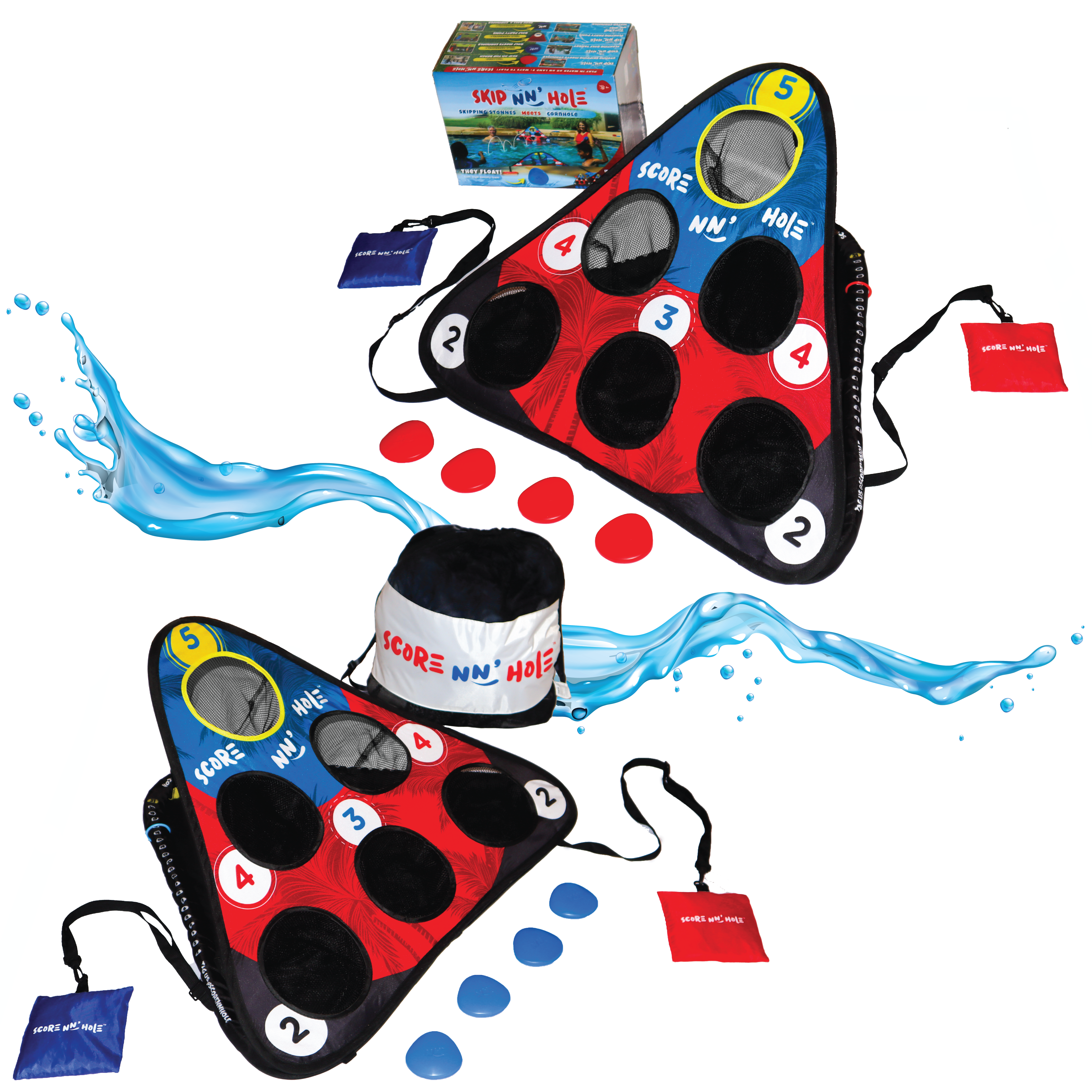 SKIP NN' HOLE GAME SET | Stone Skipping Meets Cornhole | Targets and Skipping Stones Included |