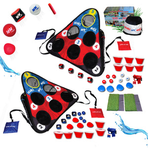 SCORE NN' HOLE ALL-IN-1 GAME SET | Includes stone skipping, golf, cornhole, ROLL NN' HOLE, giant cup pong, and more!