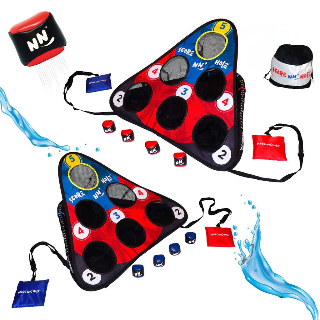 TOSS & ROLL NN' HOLE GAME SET - TOSS AND ROLL CORNHOLE ON LAND + WATER